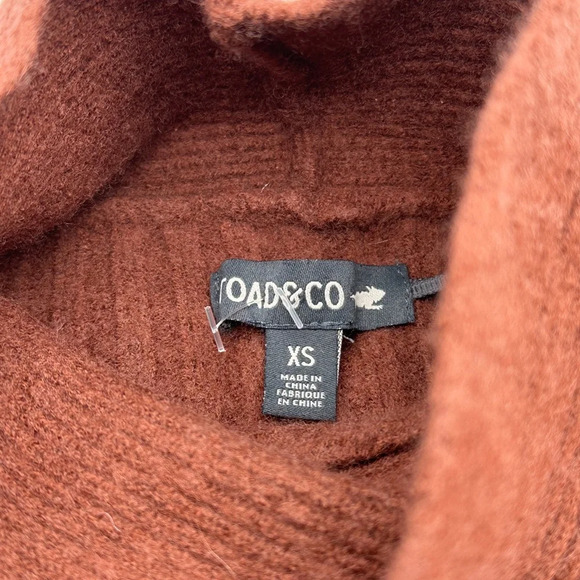 Toad&Co Womens Turtleneck Sweater 100% Lambswool Brown/ Red XSmall - Picture 6 of 10